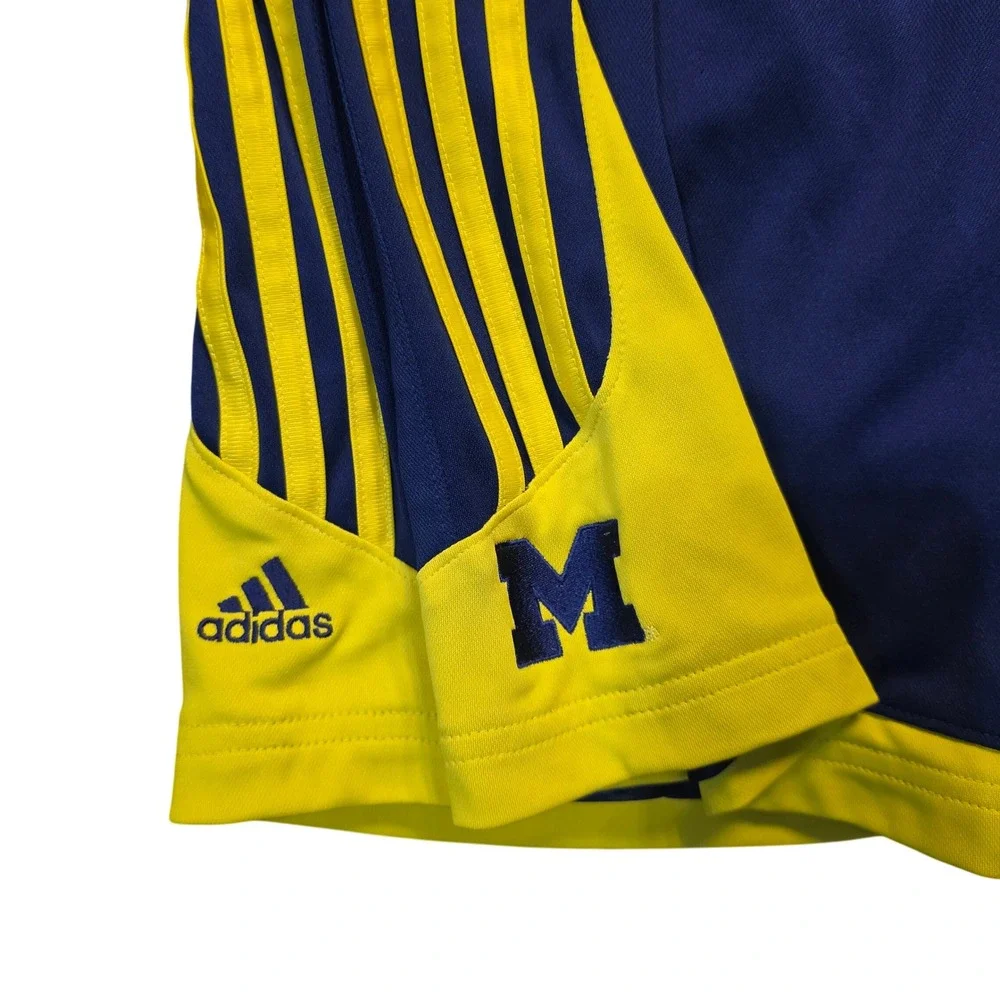 Adidas Michigan‎ Dazzle Boys Navy Blue Yellow Mesh Athletic Shorts Size Large